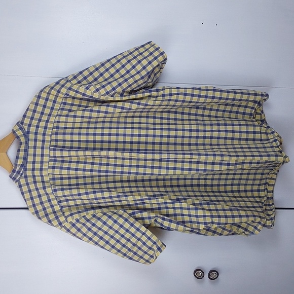 U.S. Polo Assn. Mens Yellow and Blue Plaid Shirt Shortsleeve Preppy Dress Sz.4XL - Picture 6 of 8